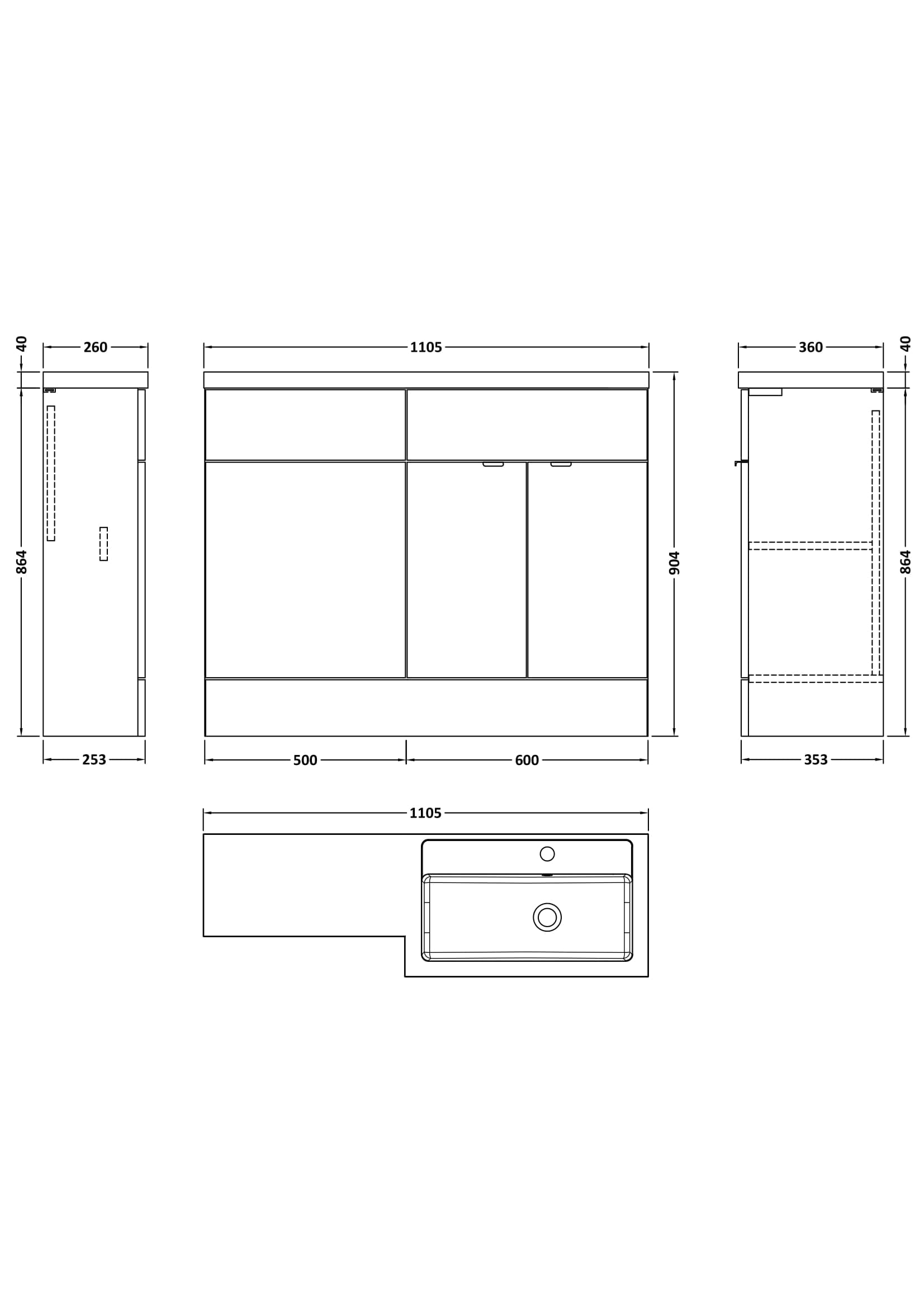 Hudson Reed Fusion 1100mm Right Hand Floor Standing 2 Door Vanity Basin & Toilet Combination