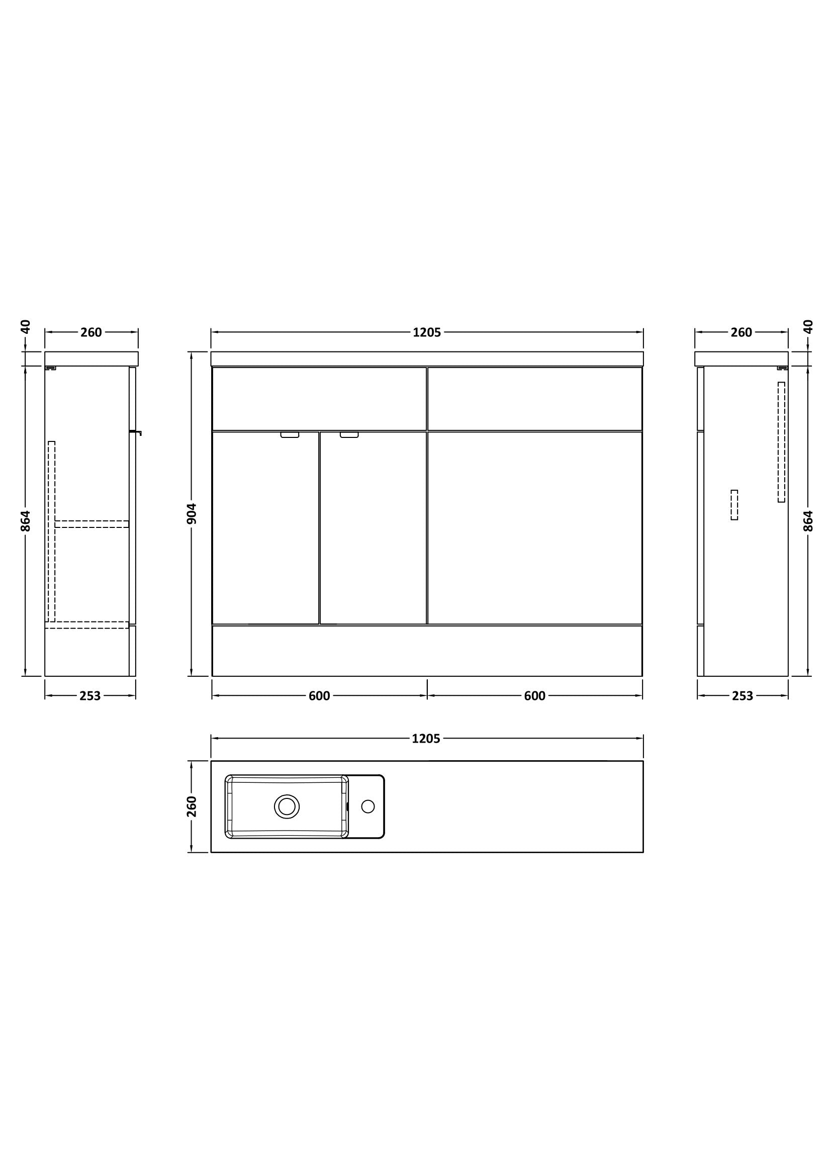 Hudson Reed Fusion Compact 1200mm Floor Standing 2 Door Vanity Basin & Toilet Combination Unit