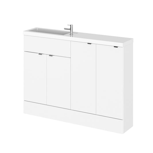 Hudson Reed Fusion Compact 1200mm Gloss White 2 Door Floor Standing Vanity Basin Combination With Handles