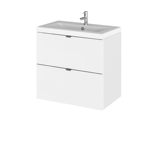 Hudson Reed Fusion 600mm Wall Hung 2 Drawer Vanity Unit & Ceramic Basin With Soft Close Drawers