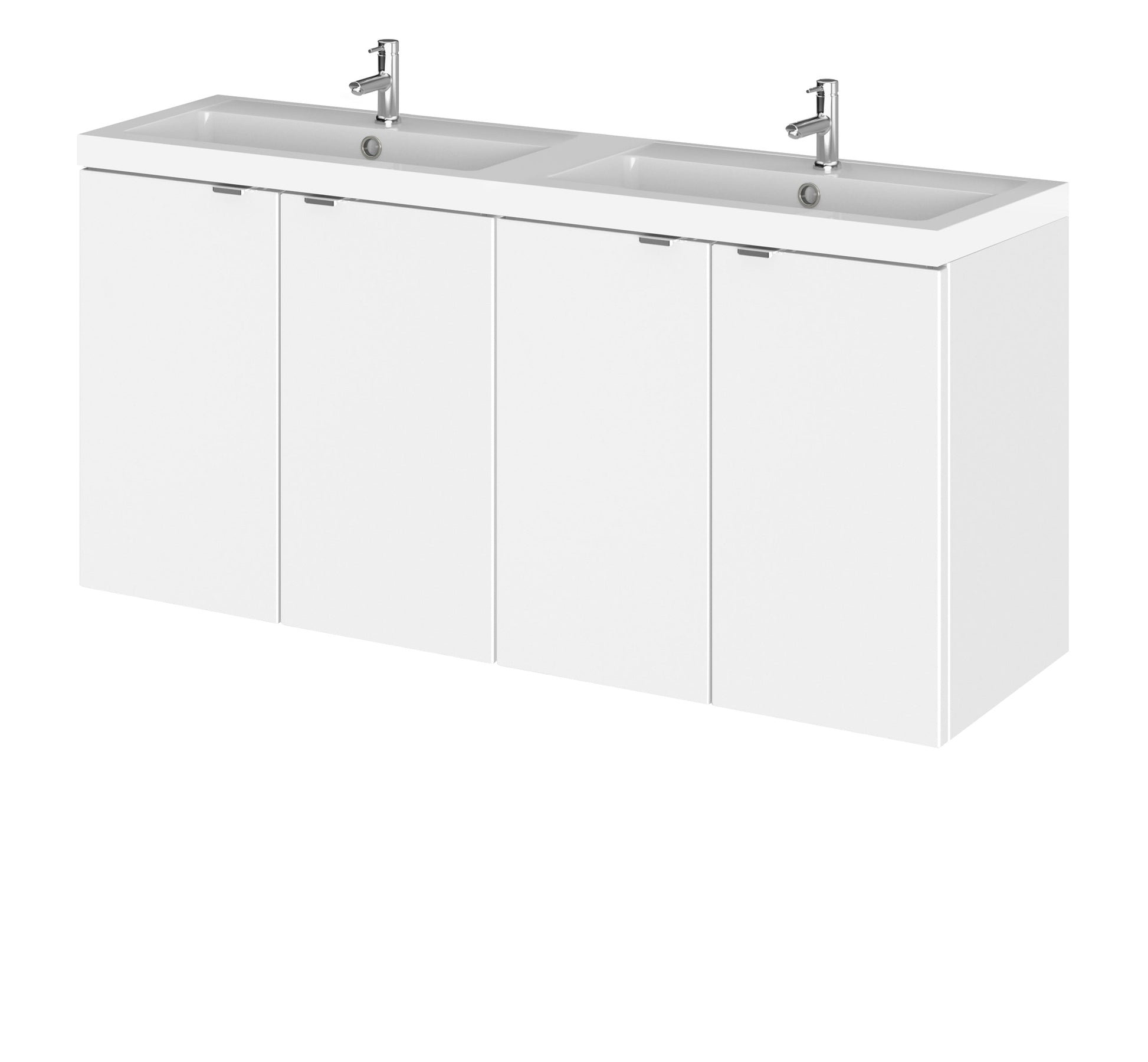 Hudson Reed Fusion 1200mm Wall Hung Vanity Unit & Twin Polymarble Basin