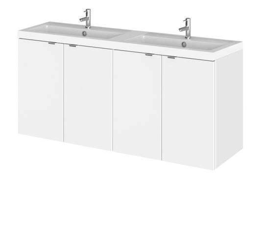 Hudson Reed Fusion 1200mm Wall Hung Vanity Unit & Twin Polymarble Basin