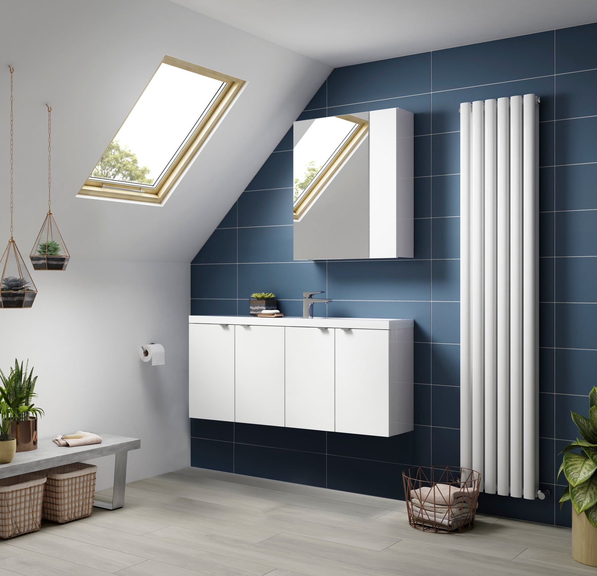 Fusion Fitted Wall Hung 2 Door Mirror Unit (75/25) 600mm