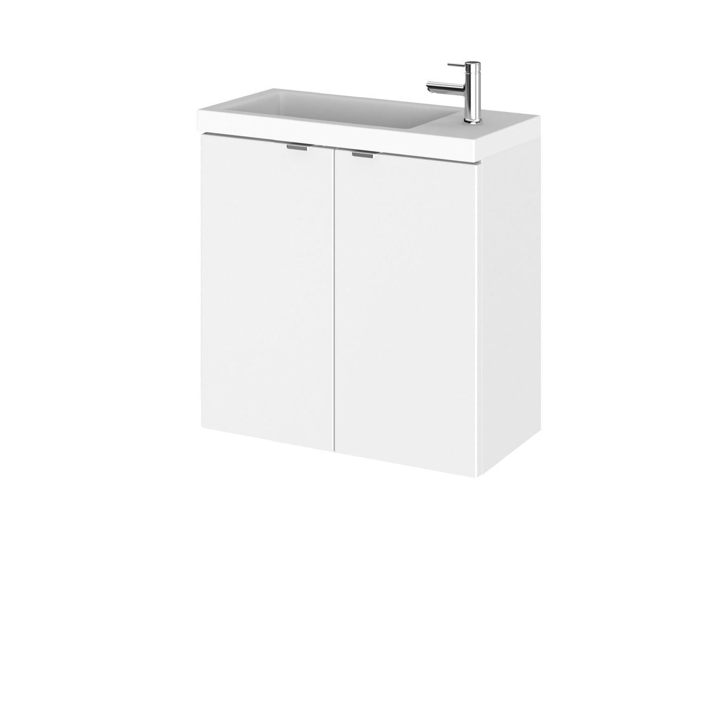 Hudson Reed Fusion Compact 500mm Wall Hung 2 Door Vanity Unit & Basin With Handles