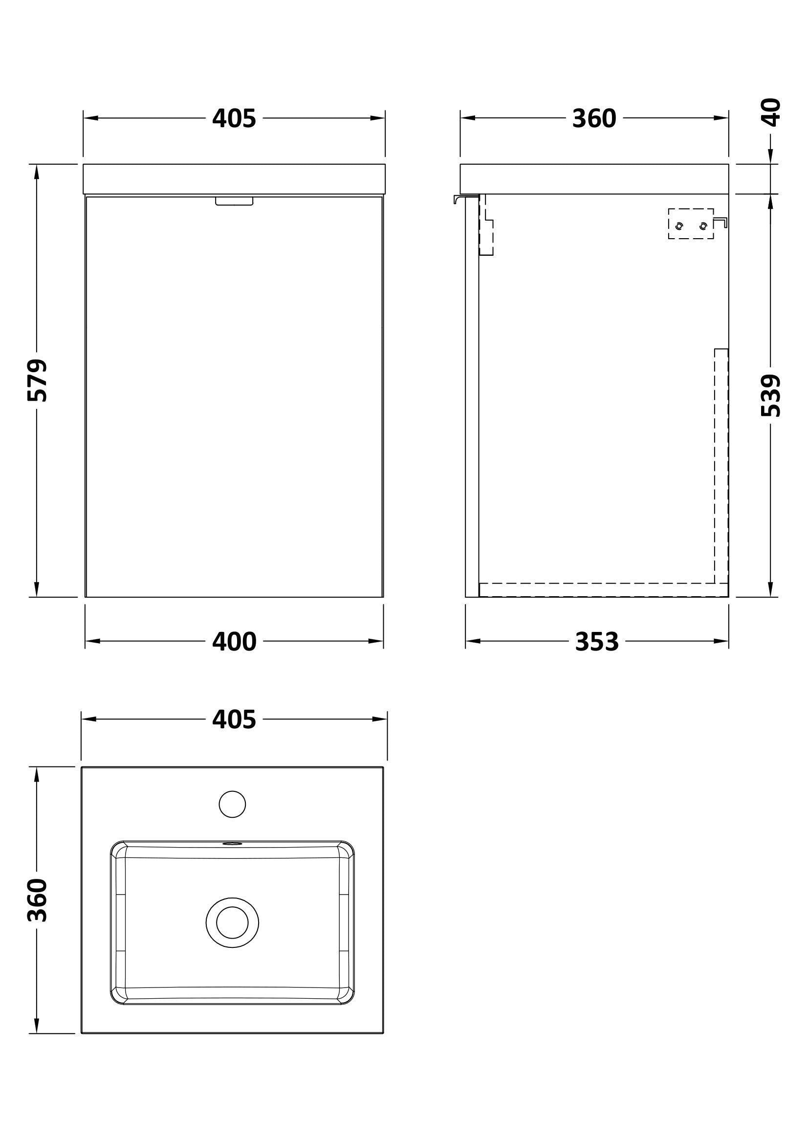 Hudson Reed Fusion 400mm Gloss White Wall Hung 1 Door Vanity Unit & Basin With Soft Close Door
