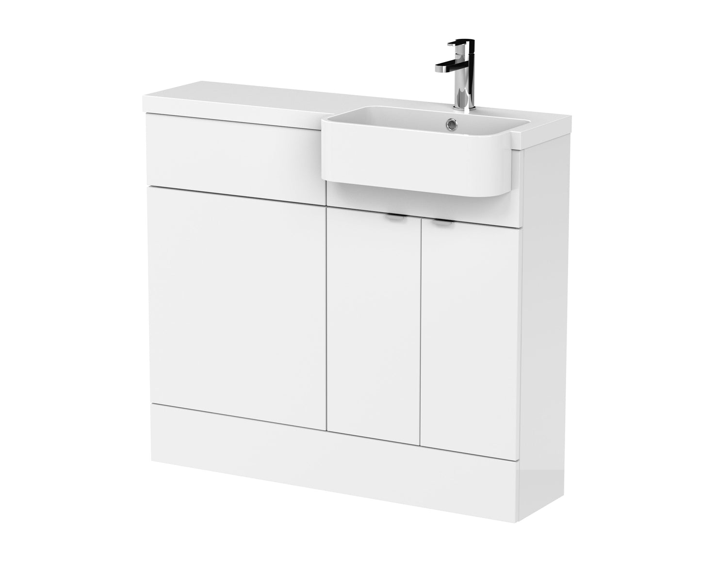 Hudson Reed Fusion 1005mm Floor Standing 2 Door Vanity & Toilet Combination with Semi Recessed Basin, Soft Close Doors