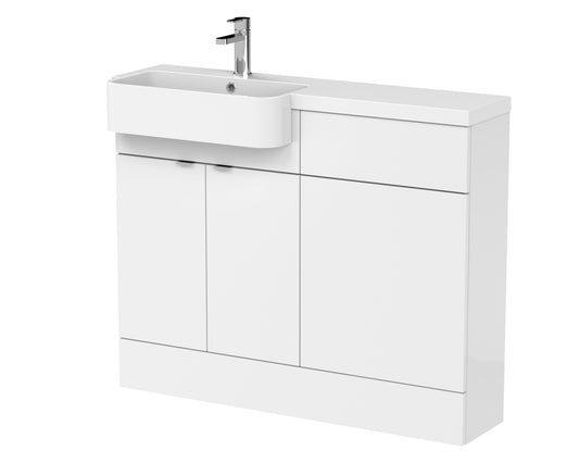 Hudson Reed Fusion 1100mm Floor Standing 2 Door Vanity Unit & Toilet Combination With Left Hand Semi Recessed Basin