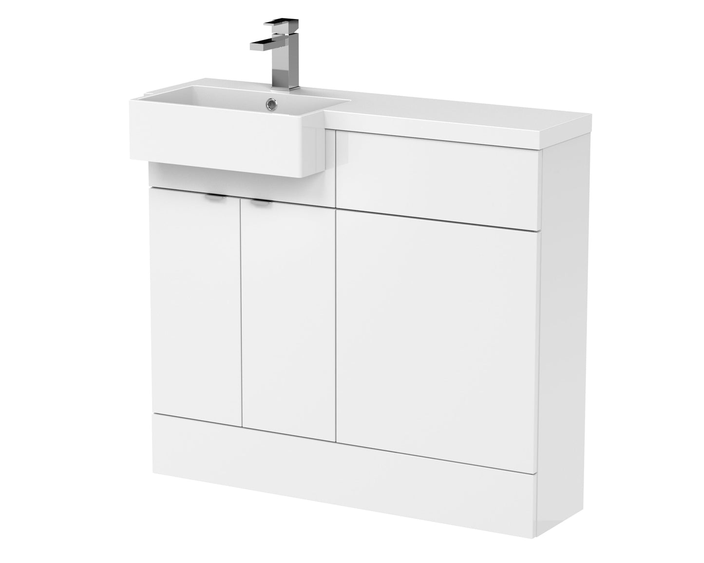 Hudson Reed Fusion 1000mm Floor Standing 2 Door Vanity Unit & Toilet with Left Hand Semi Recessed Basin