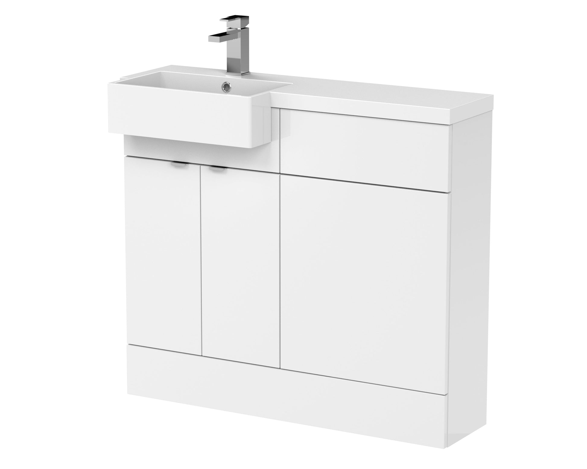 Hudson Reed Fusion 1000mm Floor Standing 2 Door Vanity Unit & Toilet with Left Hand Semi Recessed Basin