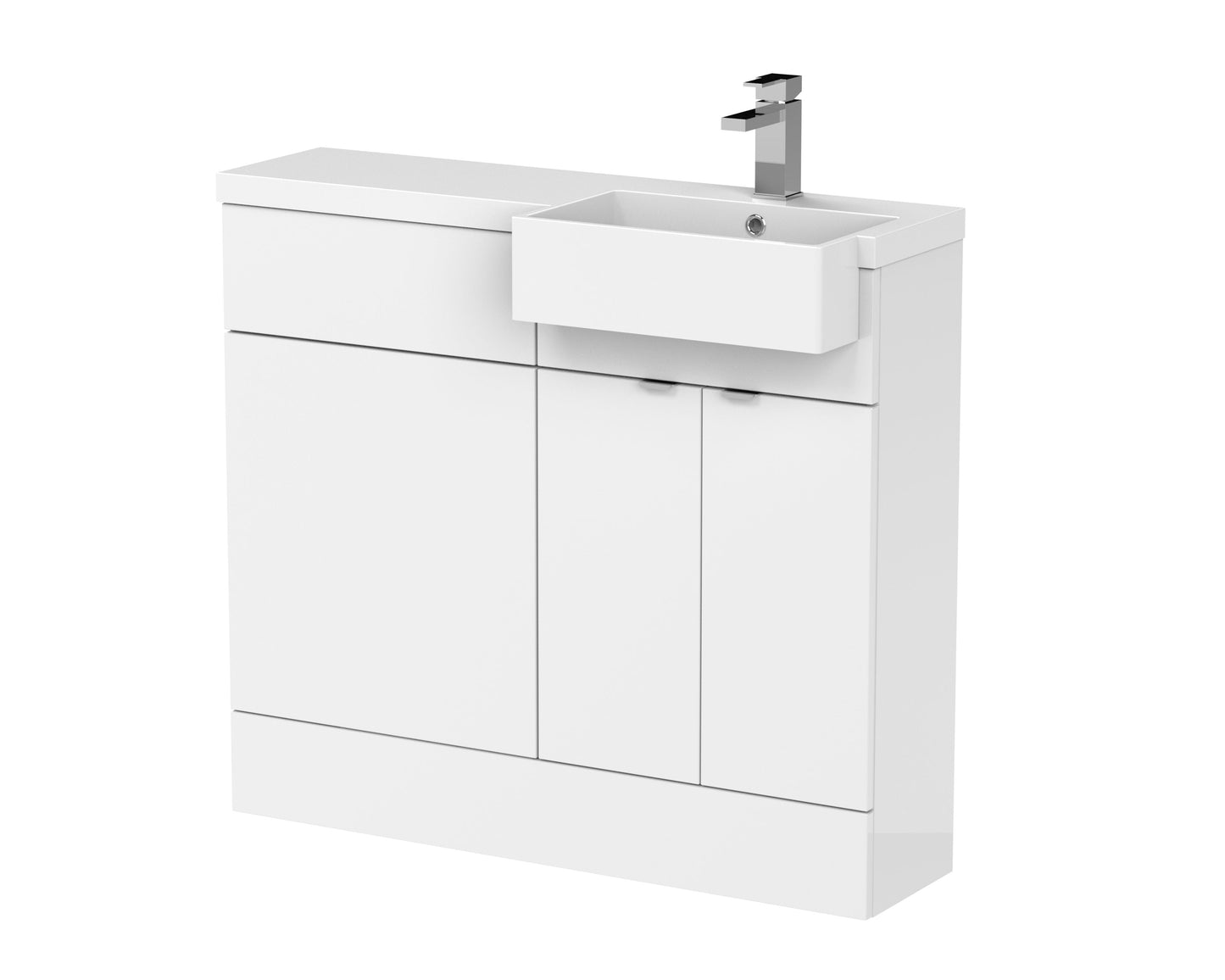 Hudson Reed Fusion 1000mm Floor Standing 2 Door Vanity & Toilet Combination with Right Hand Semi Recessed Basin