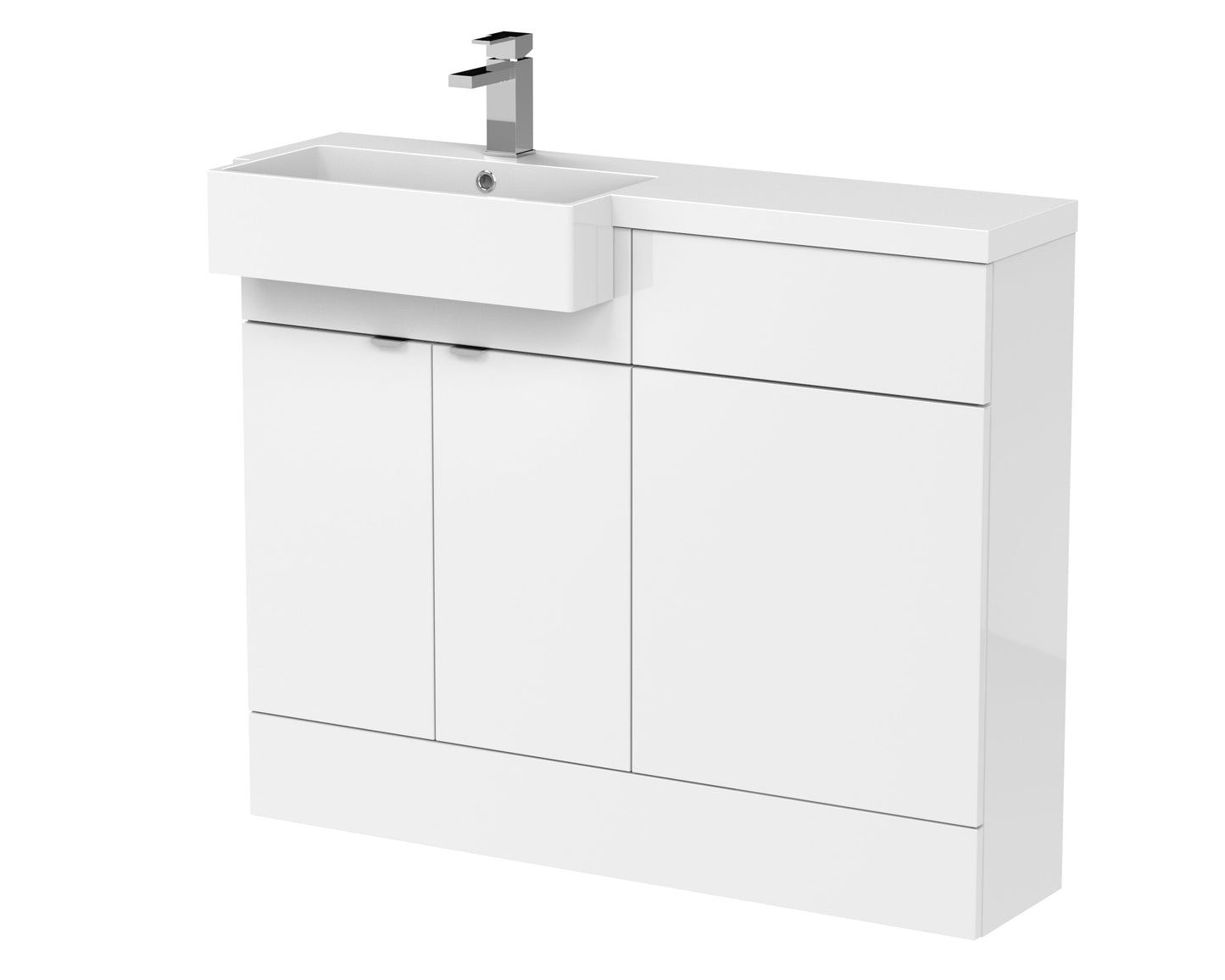 Hudson Reed Fusion 1100mm Floor Standing Vanity Toilet Unit with Left Hand Basin & Soft Close Doors