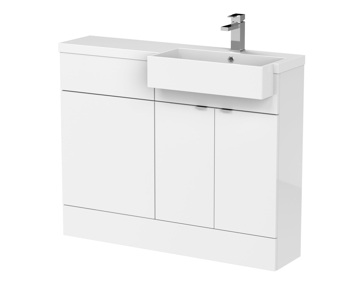 Fusion Floor Standing 2 Door Vanity Unit & WC with Right Hand Semi Recessed Basin Combination 1100mm