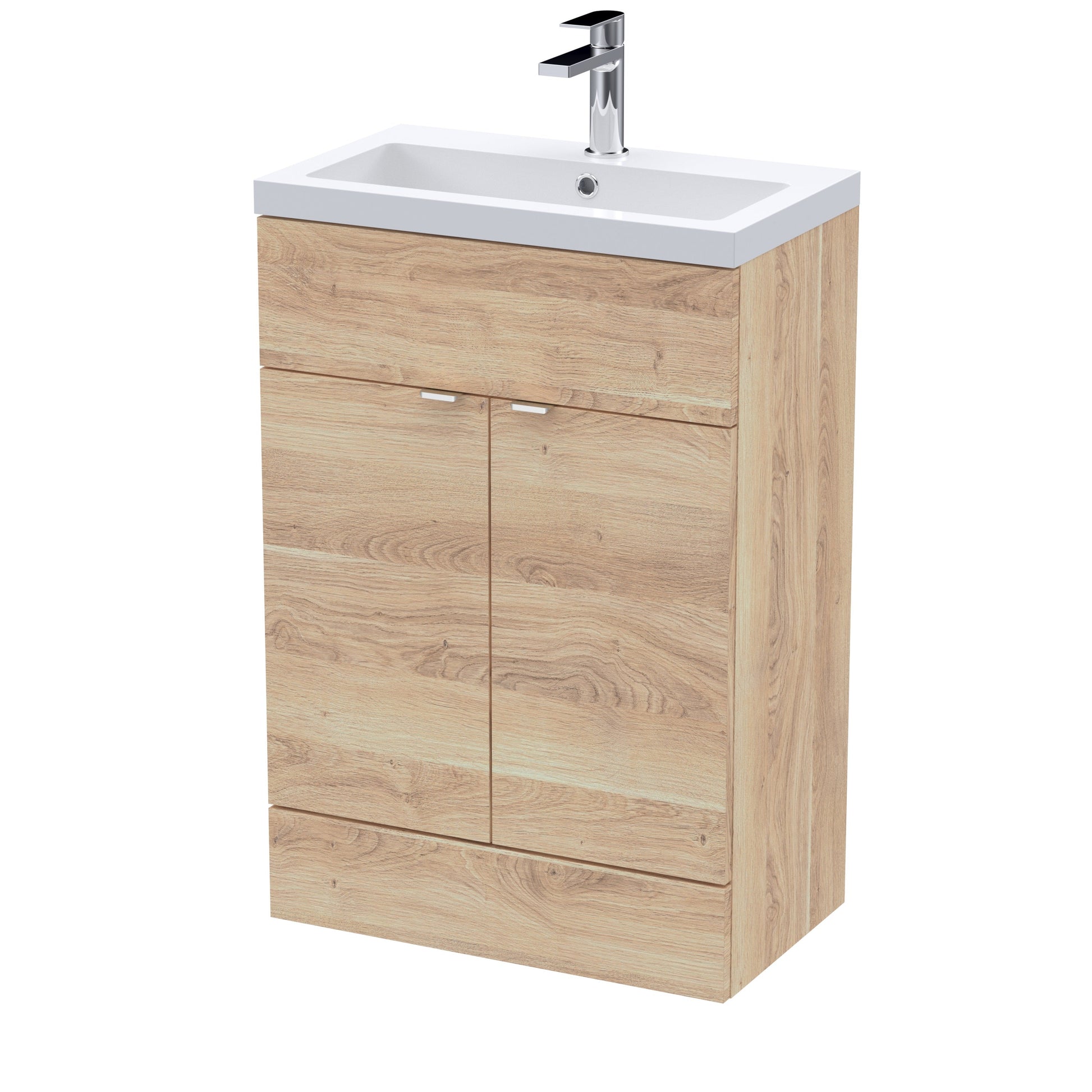 Hudson Reed Fusion 600mm Bleached Oak Floor Standing Vanity Unit & Basin With Handles