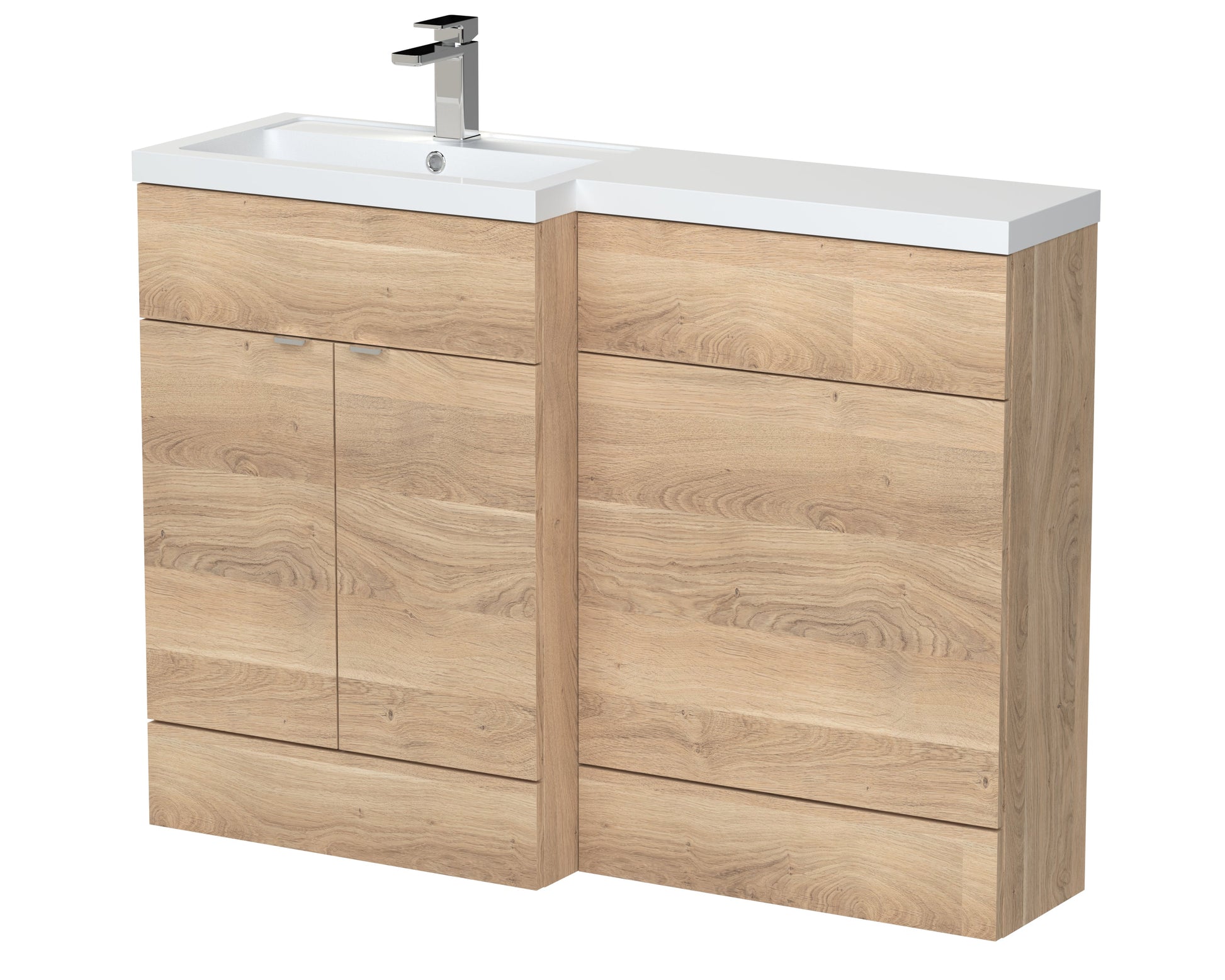 Hudson Reed Fusion 1200mm Left Hand Bleached Oak Combination Unit With Basin