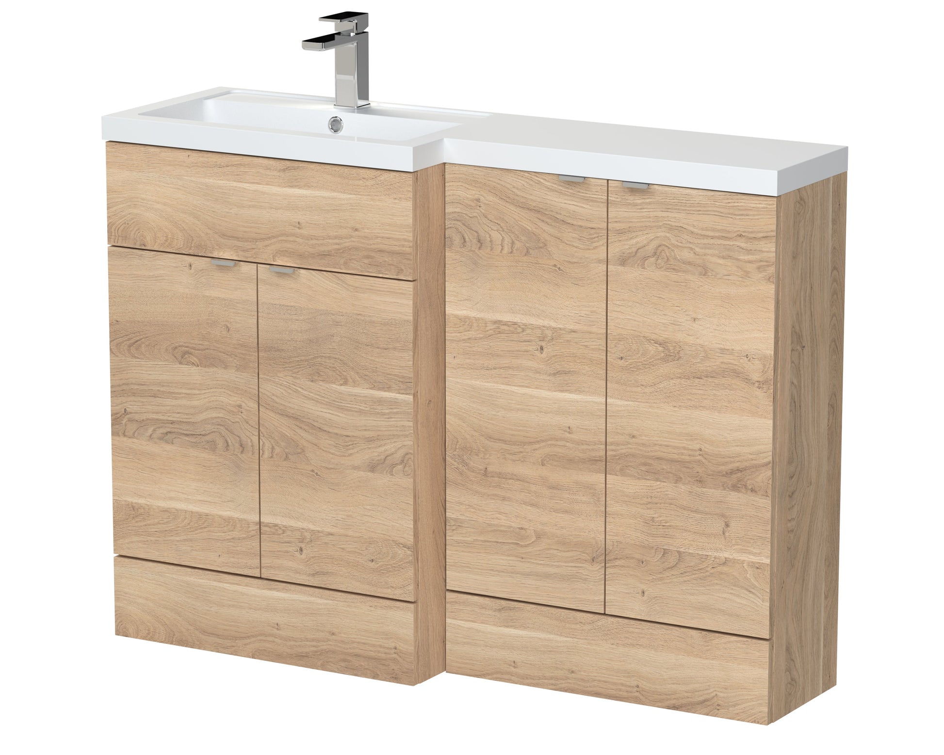 Hudson Reed Fusion 1200mm Left Hand Bleached Oak Combination Unit with Basin