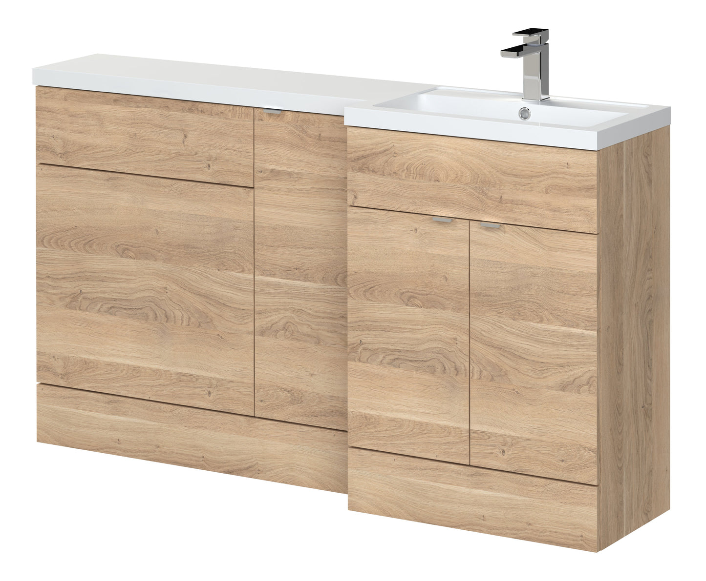Hudson Reed Fusion 1500mm Bleached Oak Right Hand Combination Vanity Unit With Basin