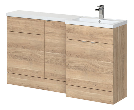 Hudson Reed Fusion 1500mm Bleached Oak Right Hand Combination Unit With Handles & Overflow