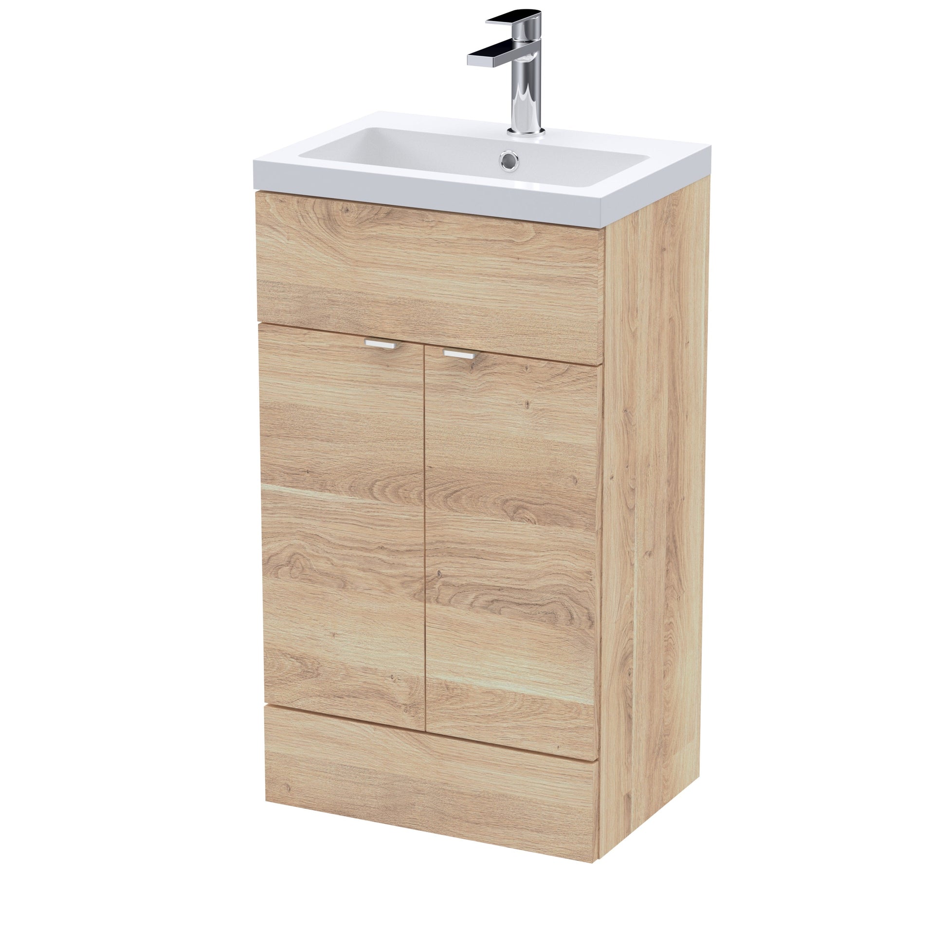 Hudson Reed Fusion 500mm Bleached Oak Floor Standing Vanity Unit & Basin
