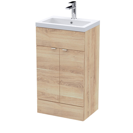Hudson Reed Fusion 500mm Bleached Oak Floor Standing Vanity Unit & Basin