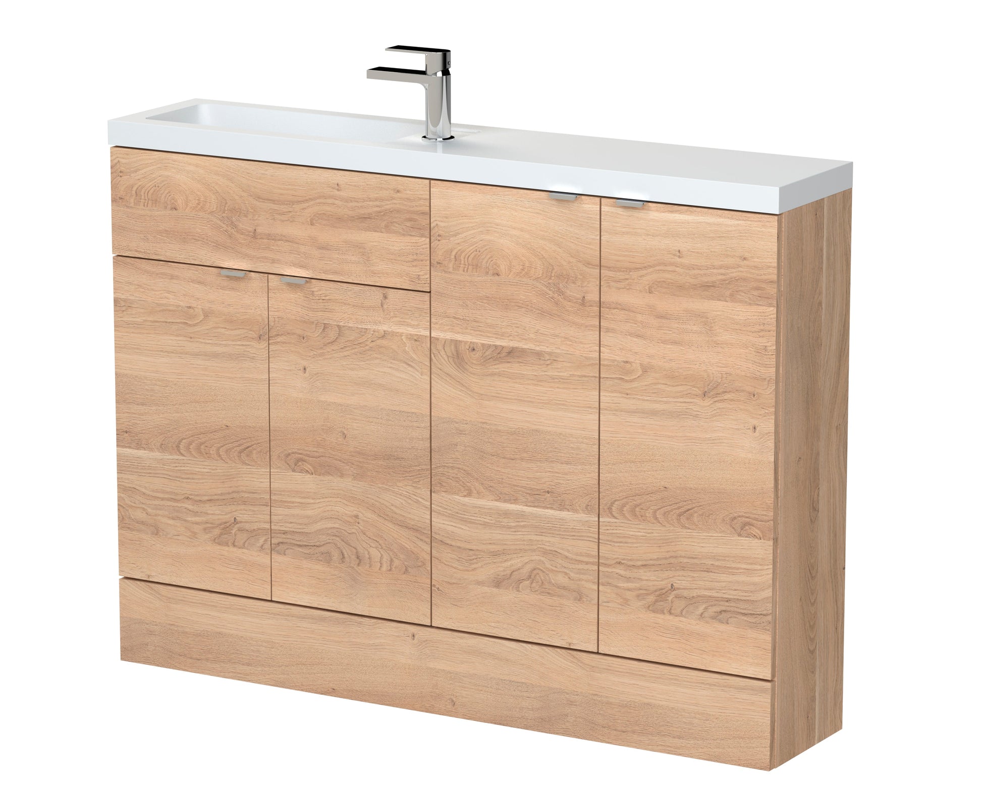 Hudson Reed Fusion 1200mm Bleached Oak Compact Basin Combination Unit