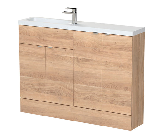 Hudson Reed Fusion 1200mm Bleached Oak Compact Basin Combination Unit