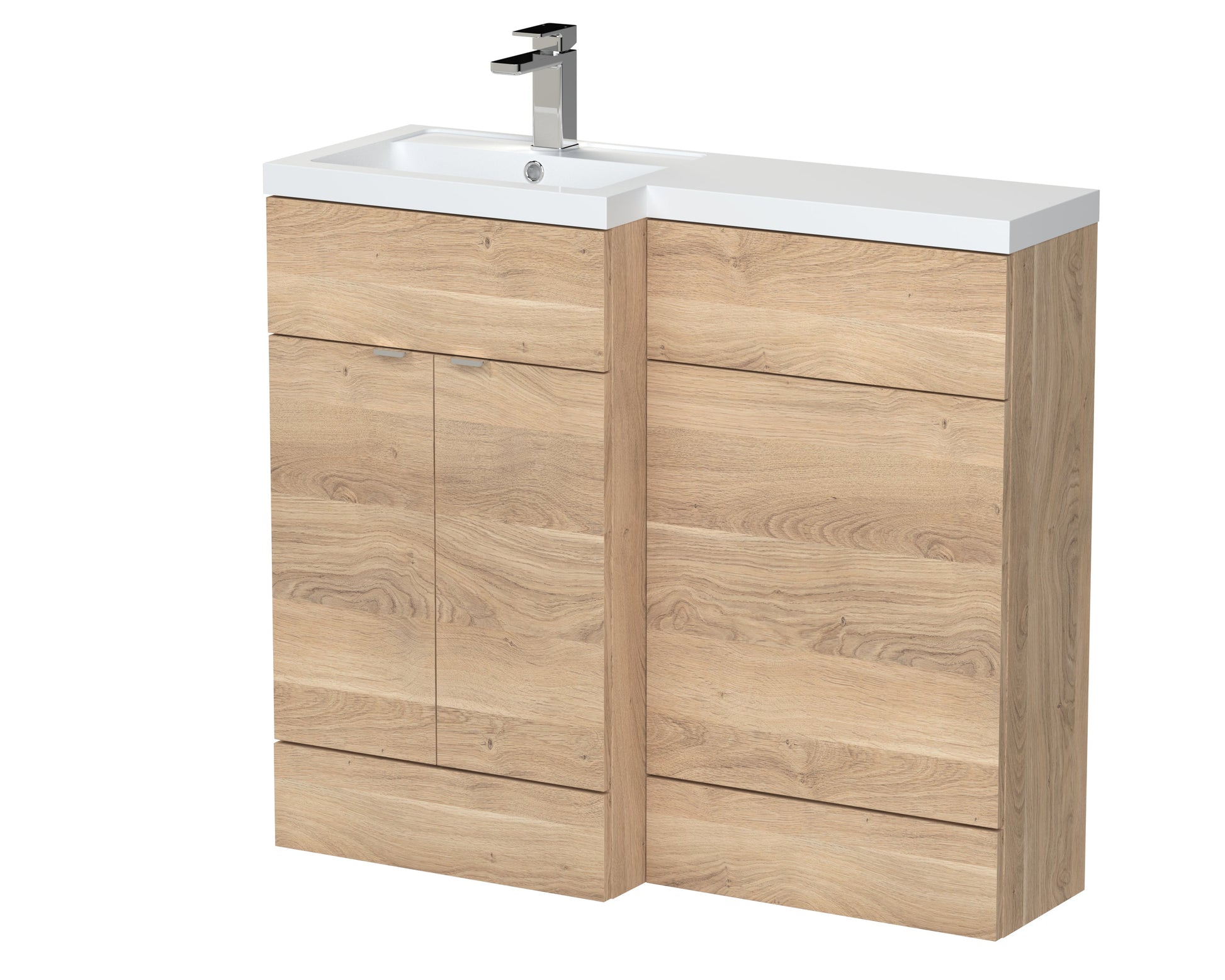 Hudson Reed Fusion 1000mm Left Hand Bleached Oak Combination Vanity Unit With Handles