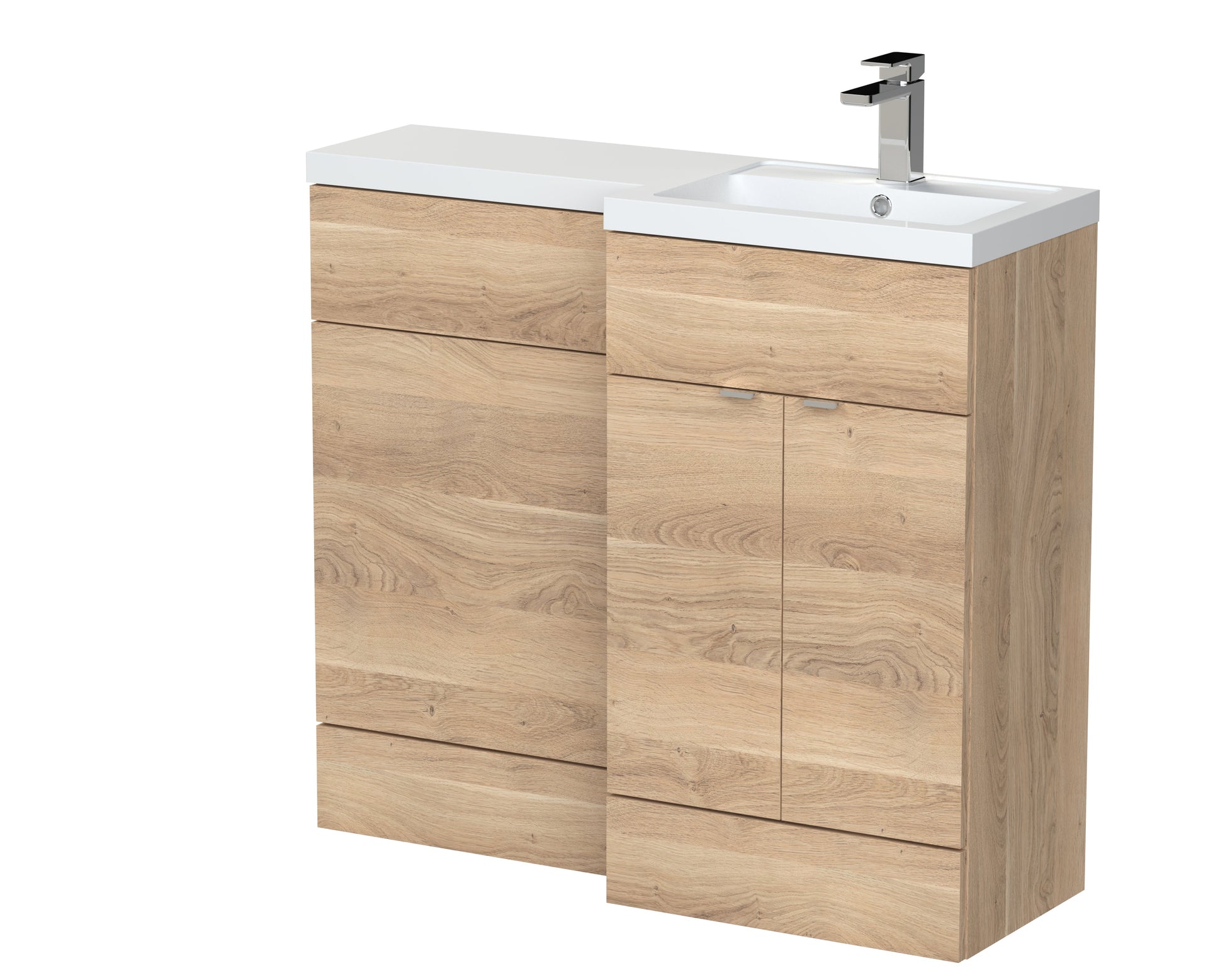 Hudson Reed Fusion 1000mm Bleached Oak Right Hand Combination Vanity Unit With Handles