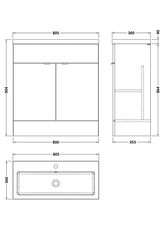 Hudson Reed Fusion 800mm Bleached Oak Floor Standing Vanity Unit & Basin With Handles