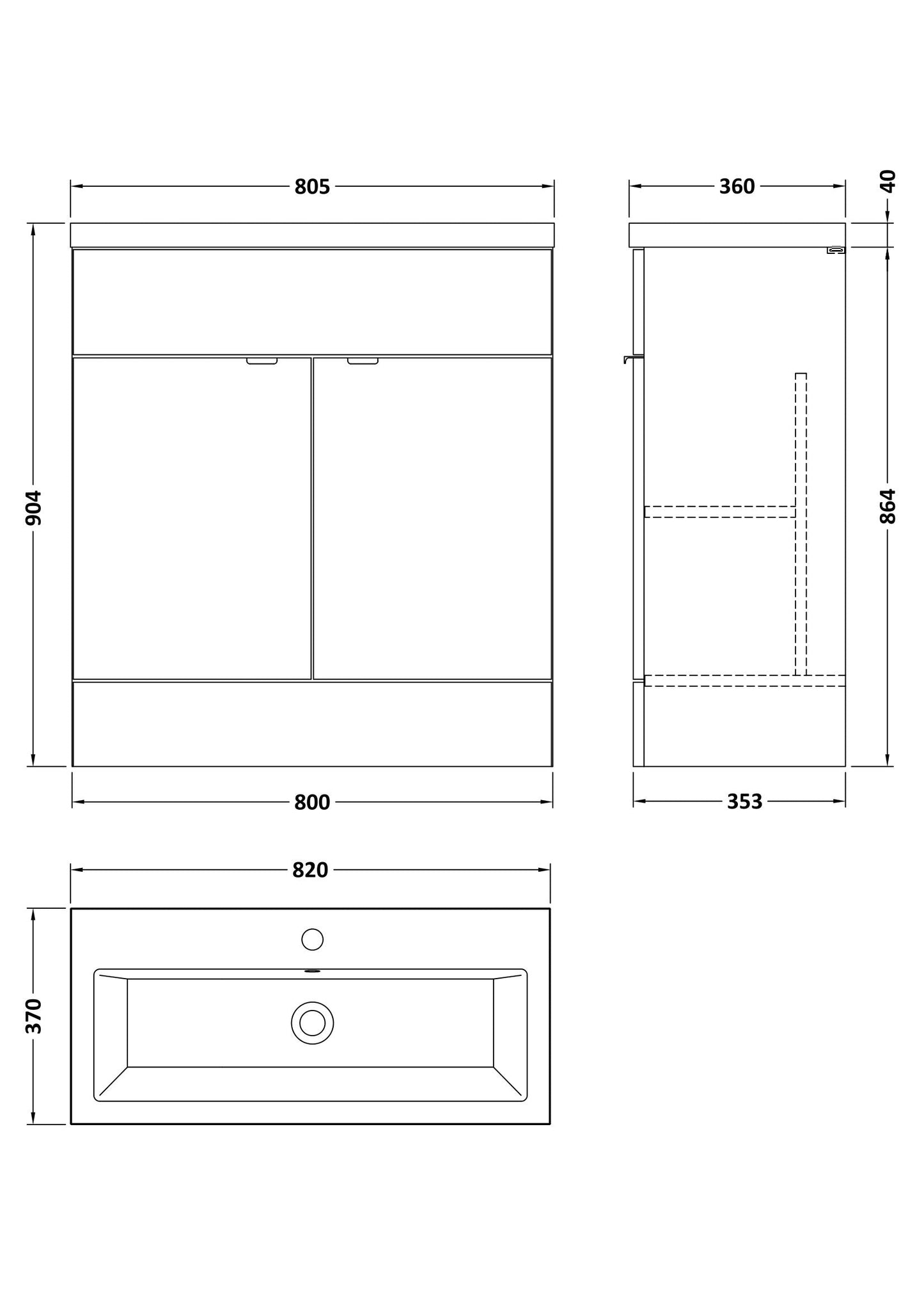 Hudson Reed Fusion 800mm Bleached Oak Vanity Unit & Basin With Handles