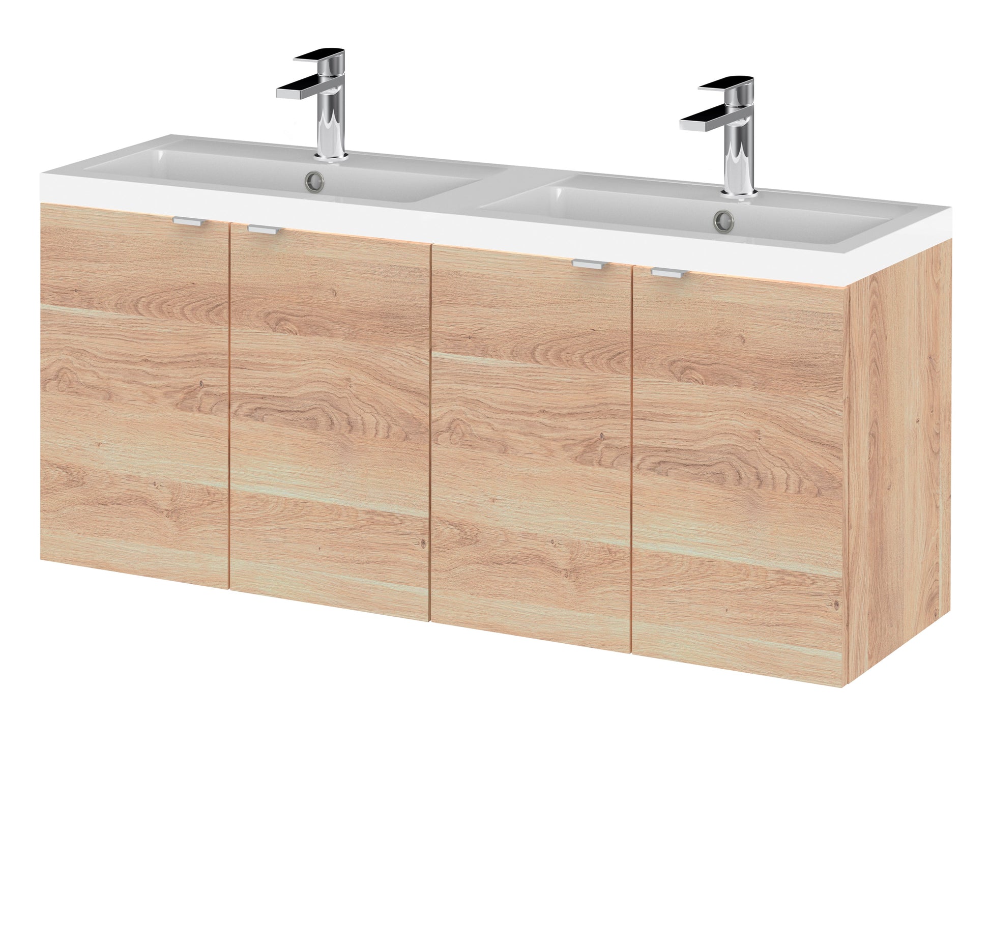 Hudson Reed Fusion 1200mm Wall Hung 4-Door Vanity Unit with Double Basin