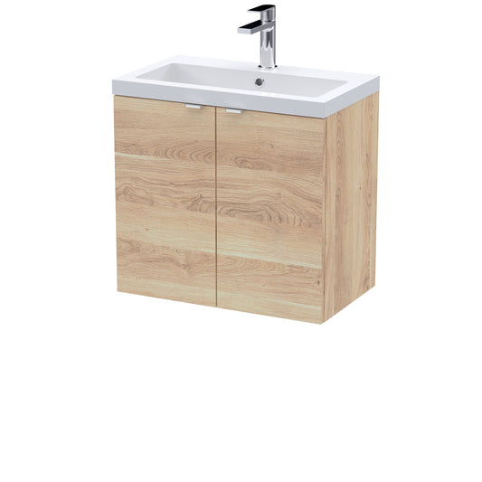 Hudson Reed Fusion 600mm Bleached Oak 2-Door Wall Hung Unit & Basin