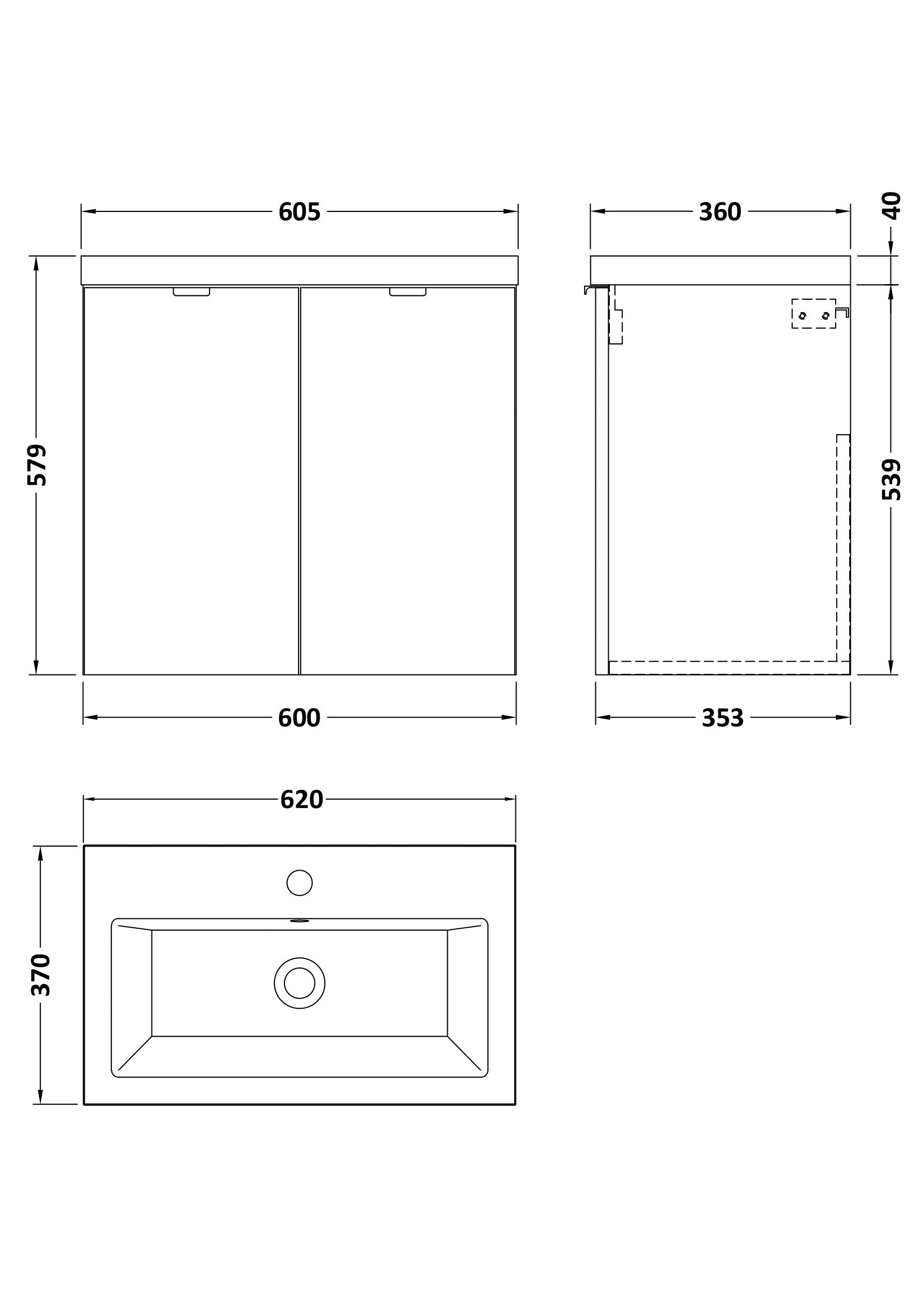 Hudson Reed Fusion 600mm Bleached Oak 2-Door Wall Hung Unit & Basin