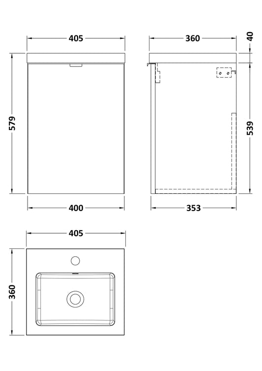 Hudson Reed Fusion 400mm Wall Hung Unit & Basin with Soft Close Door