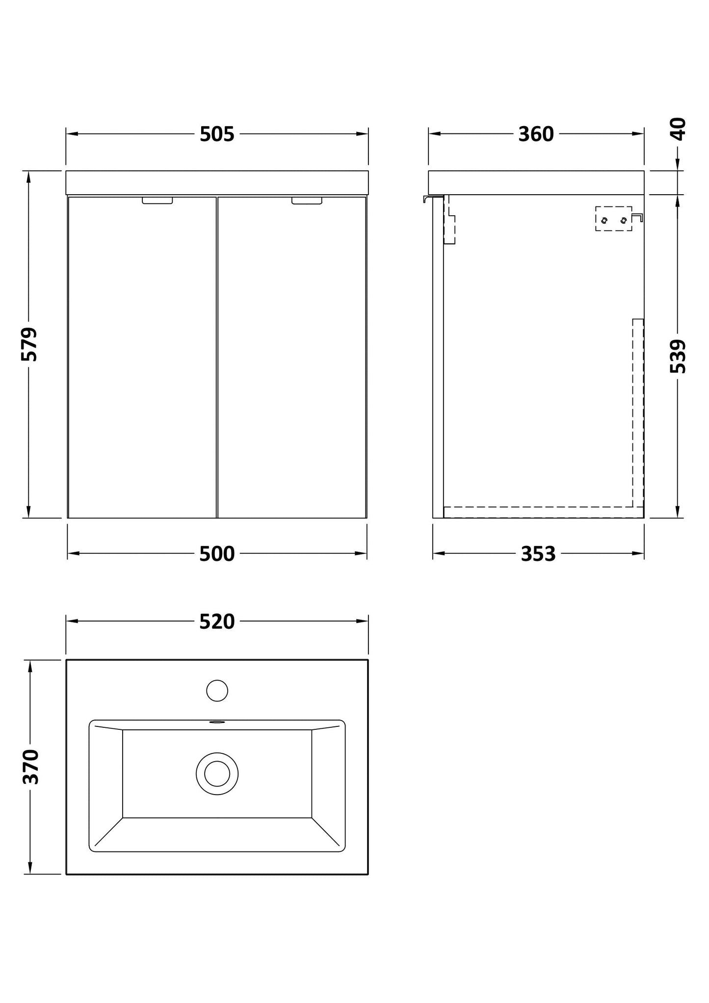 Hudson Reed Fusion 500mm 2-Door Wall Hung Unit & Basin
