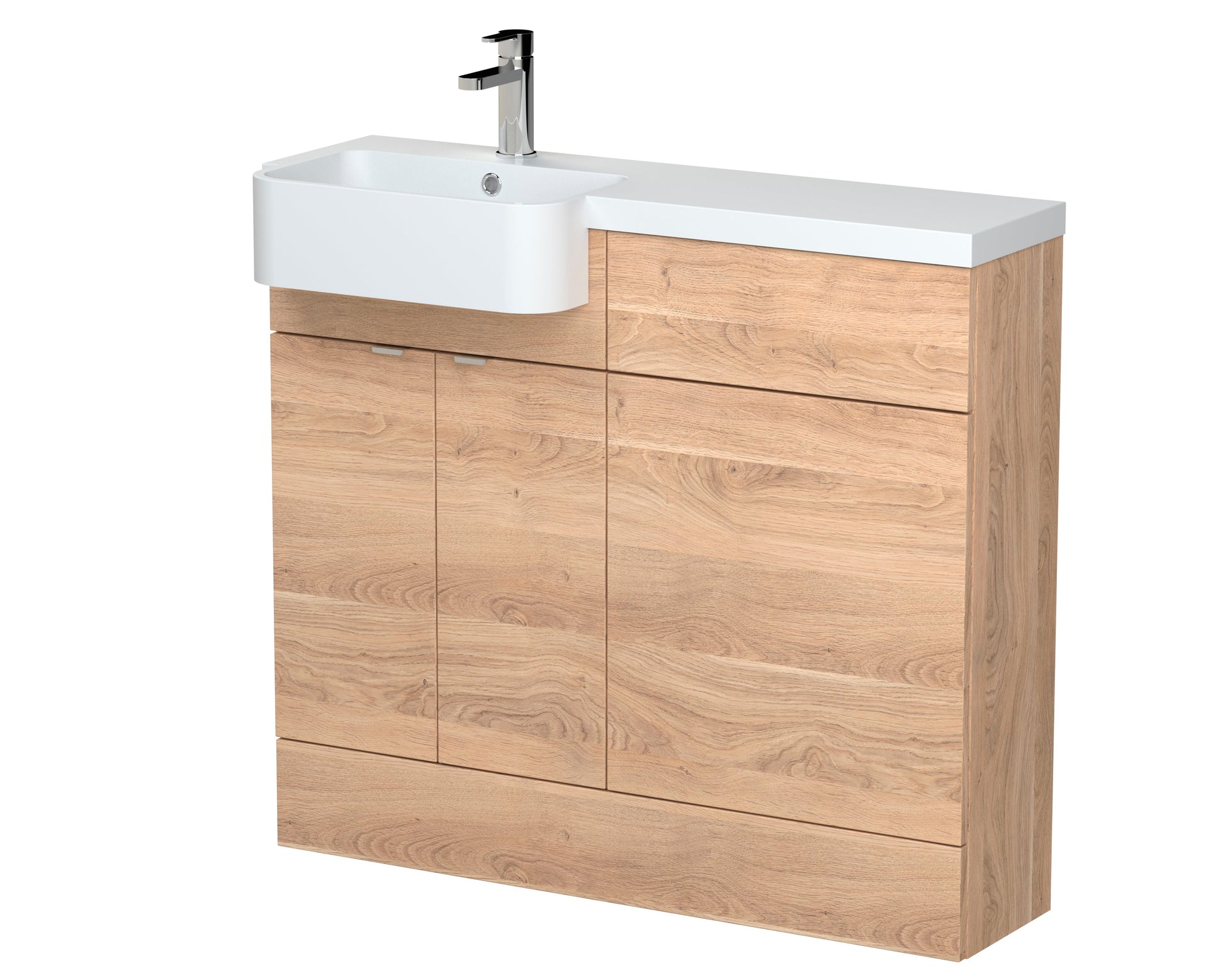 Hudson Reed Fusion 1000mm Bleached Oak Combination Unit with Basin With Soft Close Doors & Drawers