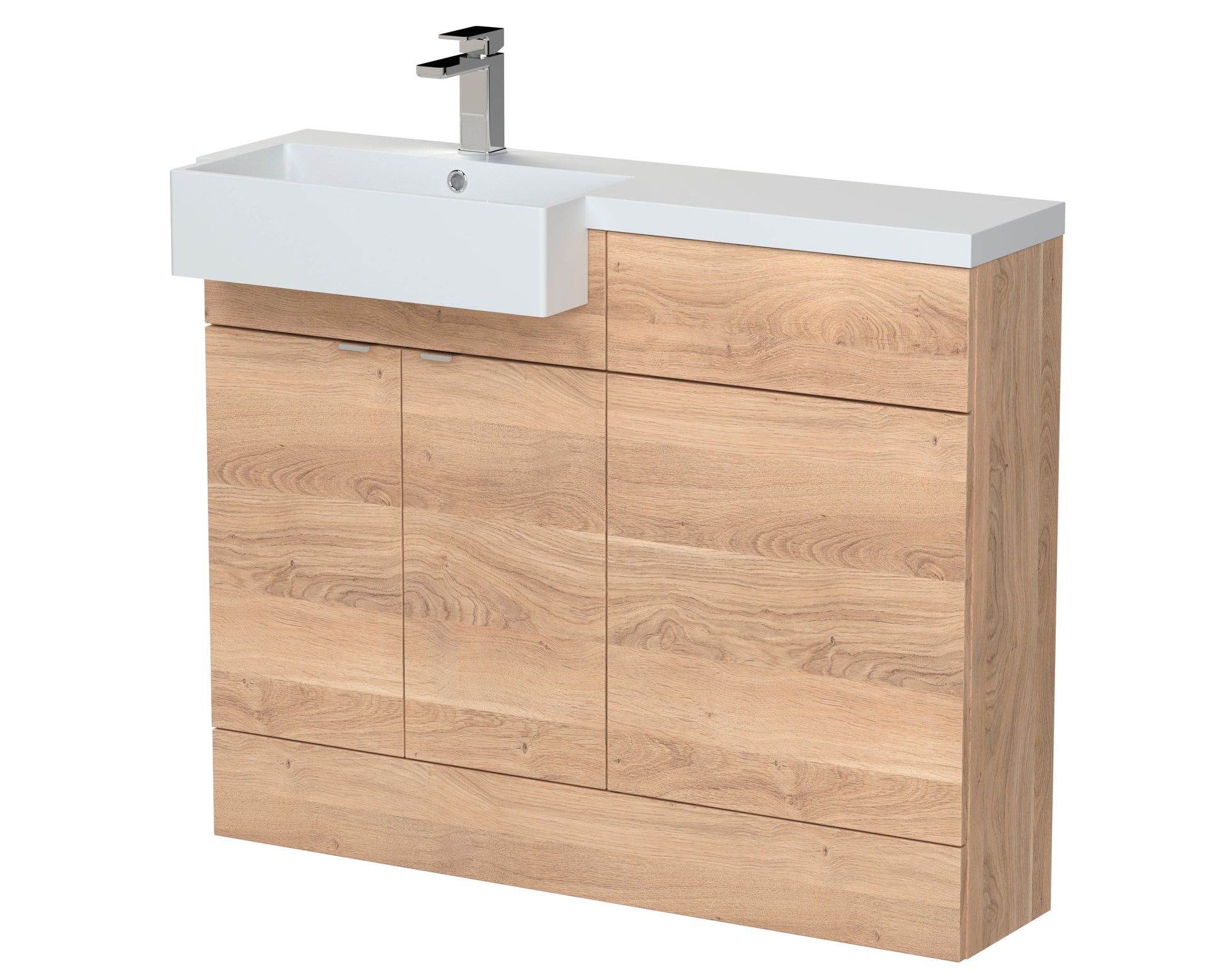 Hudson Reed Fusion 1100mm Bleached Oak Left Hand Semi Recessed Basin Combination Unit