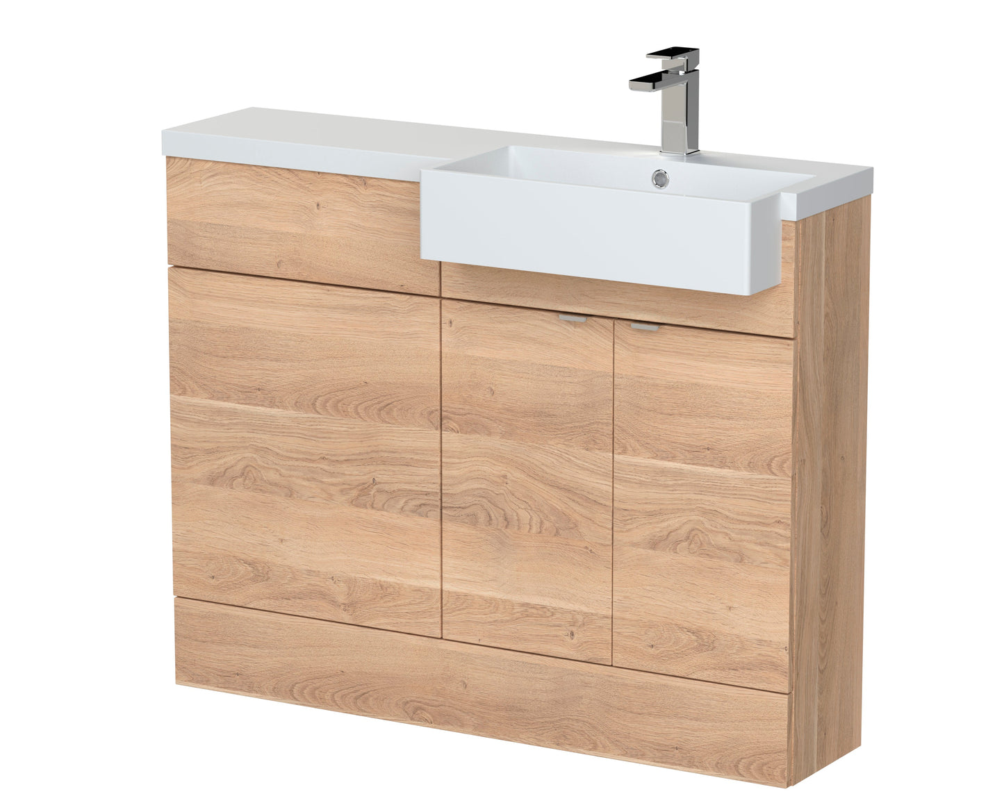 Hudson Reed Fusion 1100mm Bleached Oak Combination Unit with Semi Recessed Basin & Soft Close Doors