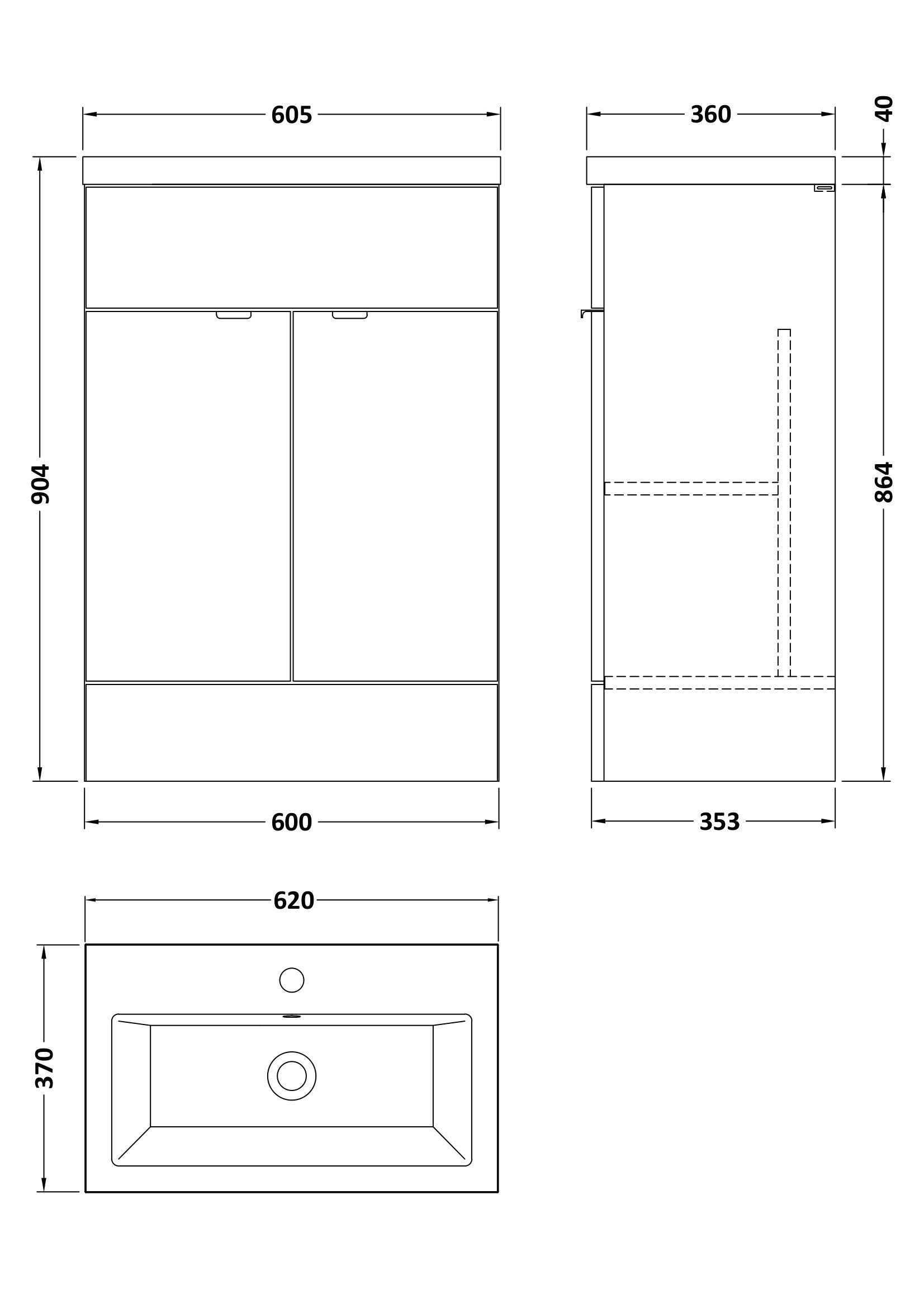 Hudson Reed Fusion 600mm Pebble Grey Vanity Unit & Basin