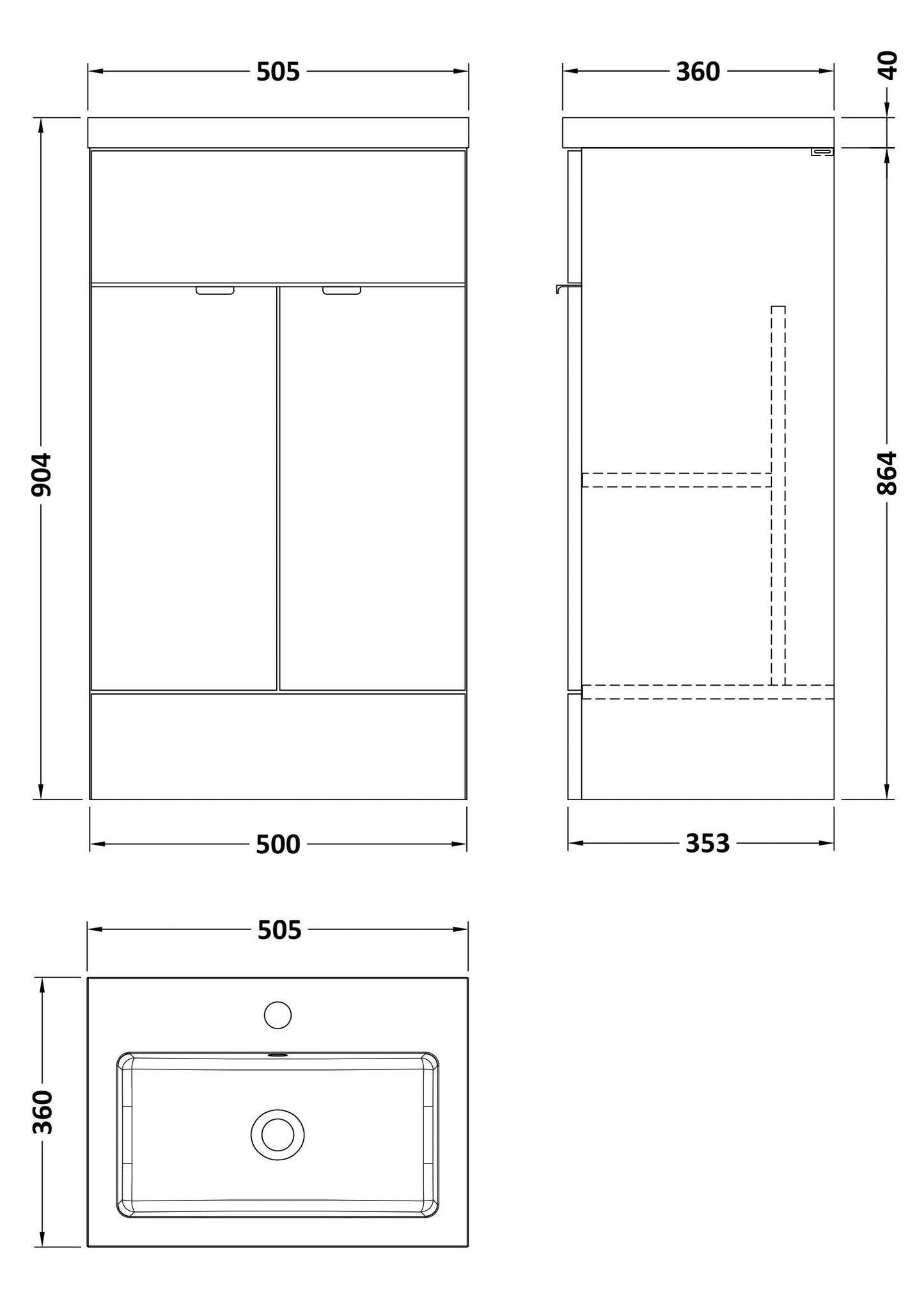 Hudson Reed Fusion 500mm Pebble Grey Vanity Unit & Basin Ready Built