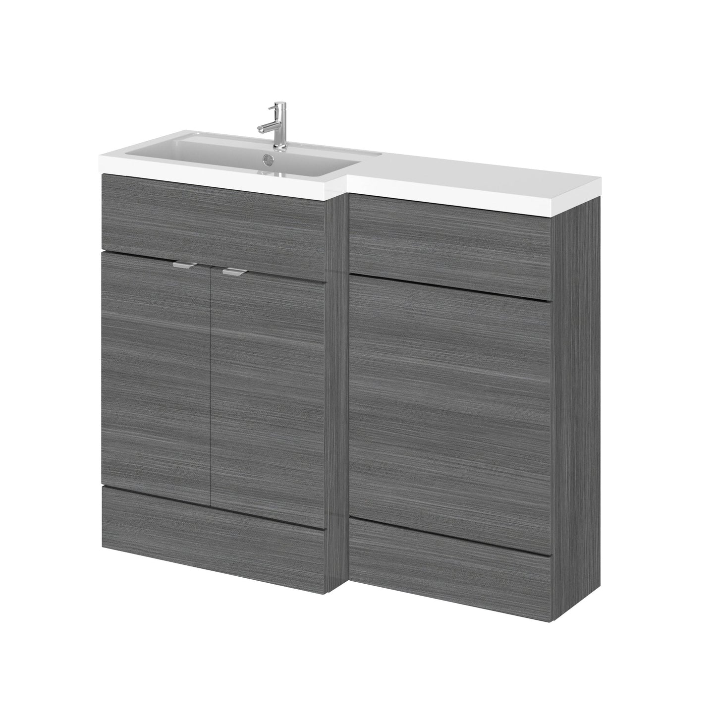 Hudson Reed Fusion 1100mm Anthracite Woodgrain Floor Standing 2 Door Left Hand Vanity Basin & Toilet Combination