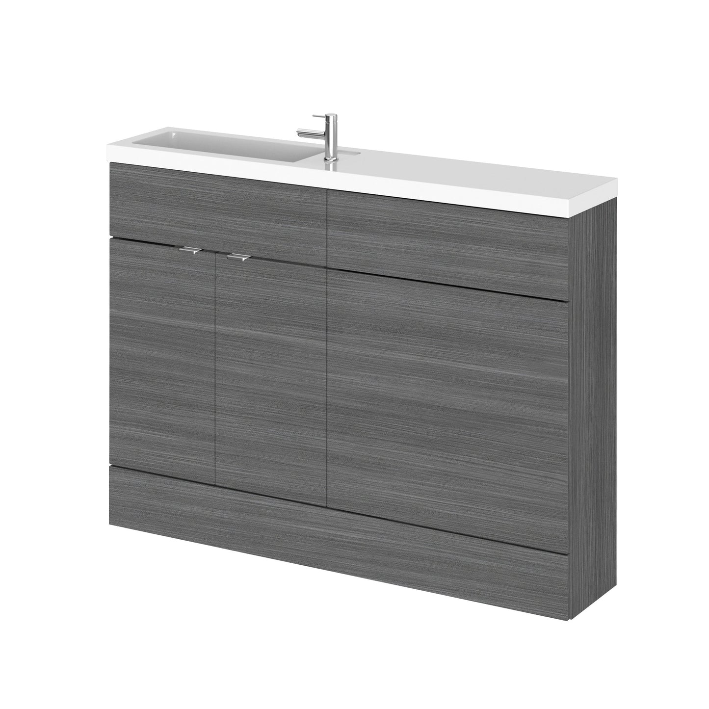 Hudson Reed Fusion 1200mm Anthracite Woodgrain Floor Standing 2 Door Basin & Toilet Combination Unit