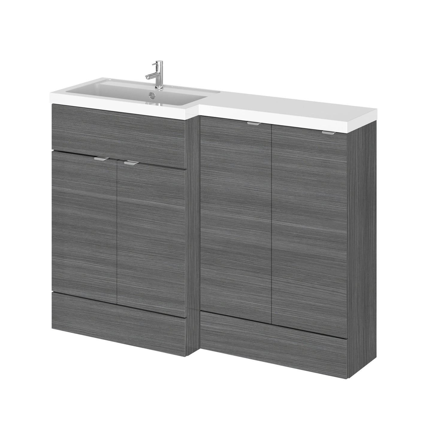 Hudson Reed Fusion 1200mm Anthracite Woodgrain Floor Standing 2 Door Left Hand Vanity Basin Combination