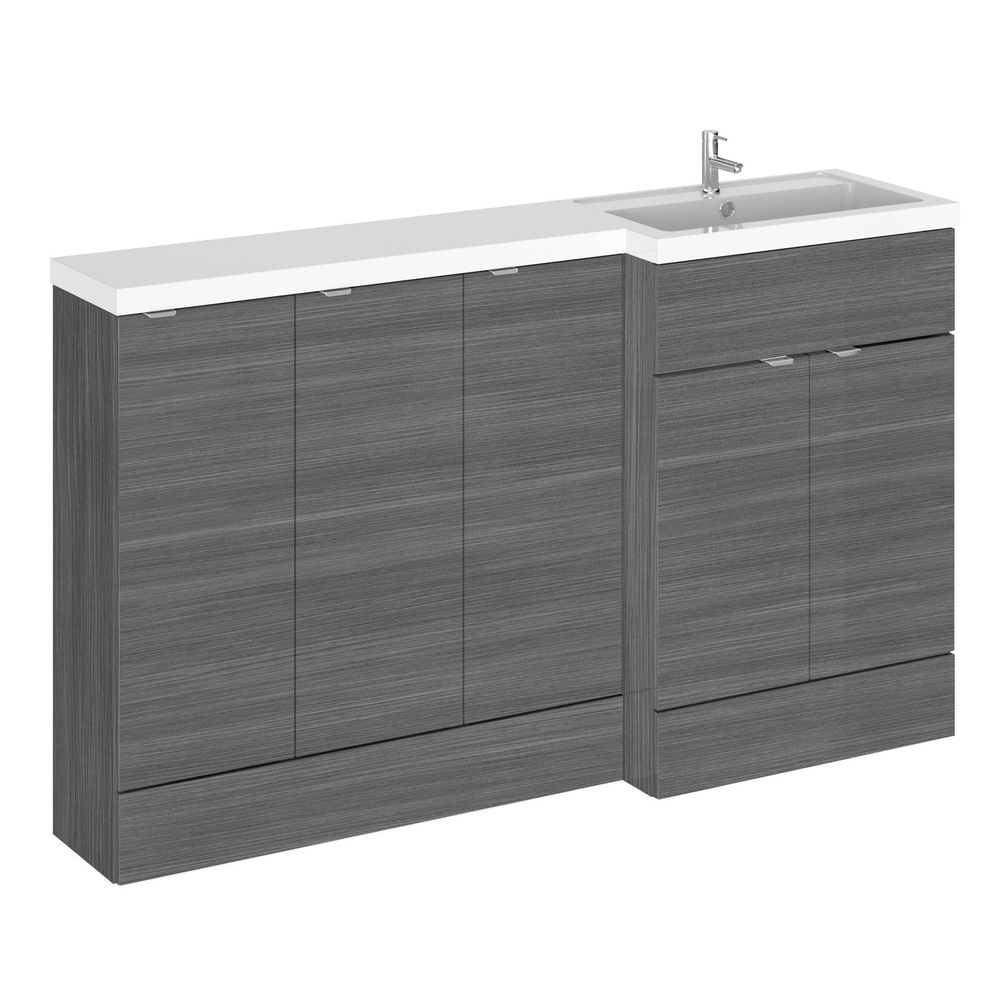 Hudson Reed Fusion 1500mm Anthracite Woodgrain Right Hand Floor Standing Vanity Basin Combination Unit