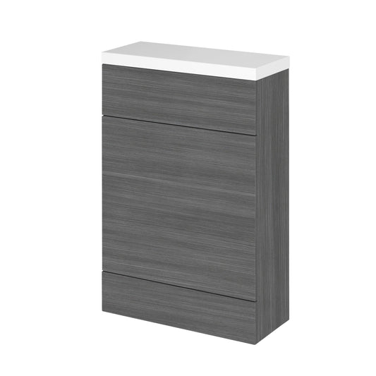 Hudson Reed Fusion 600mm Anthracite Woodgrain Compact Floor Standing Toilet Unit with Polymarble Top