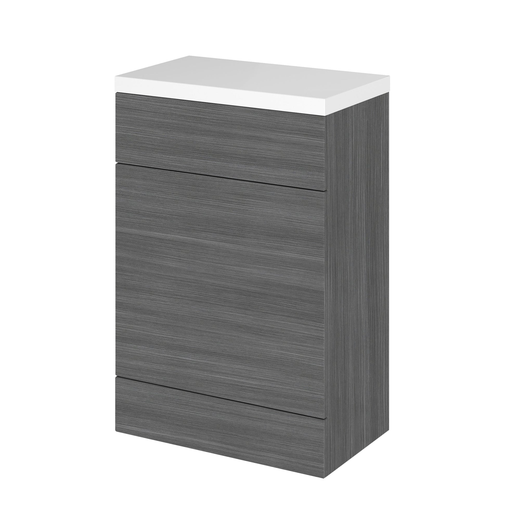 Hudson Reed Fusion 600mm Anthracite Woodgrain Floor Standing Toilet Unit With Polymarble Top