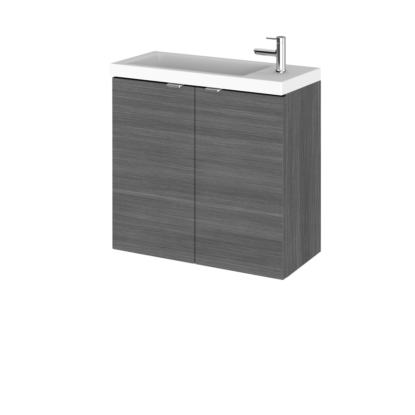 Hudson Reed Fusion 600mm Wall Hung 2 Door Vanity Unit & Polymarble Basin With Soft Close Doors