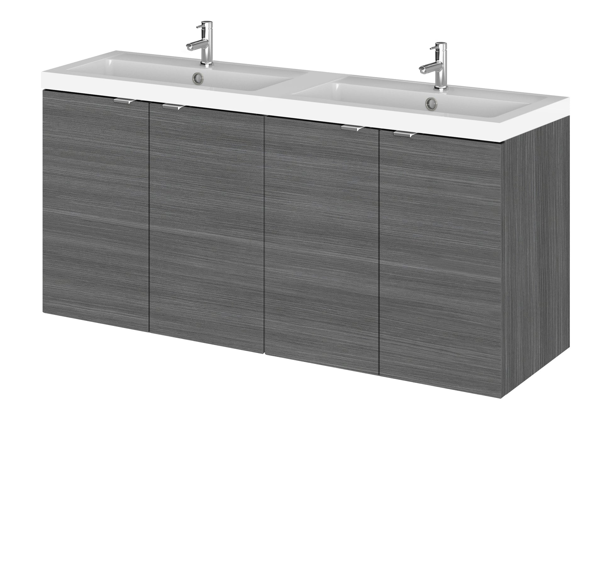 Hudson Reed Fusion 1200mm Anthracite Woodgrain Wall Hung Vanity Unit with Double Basin