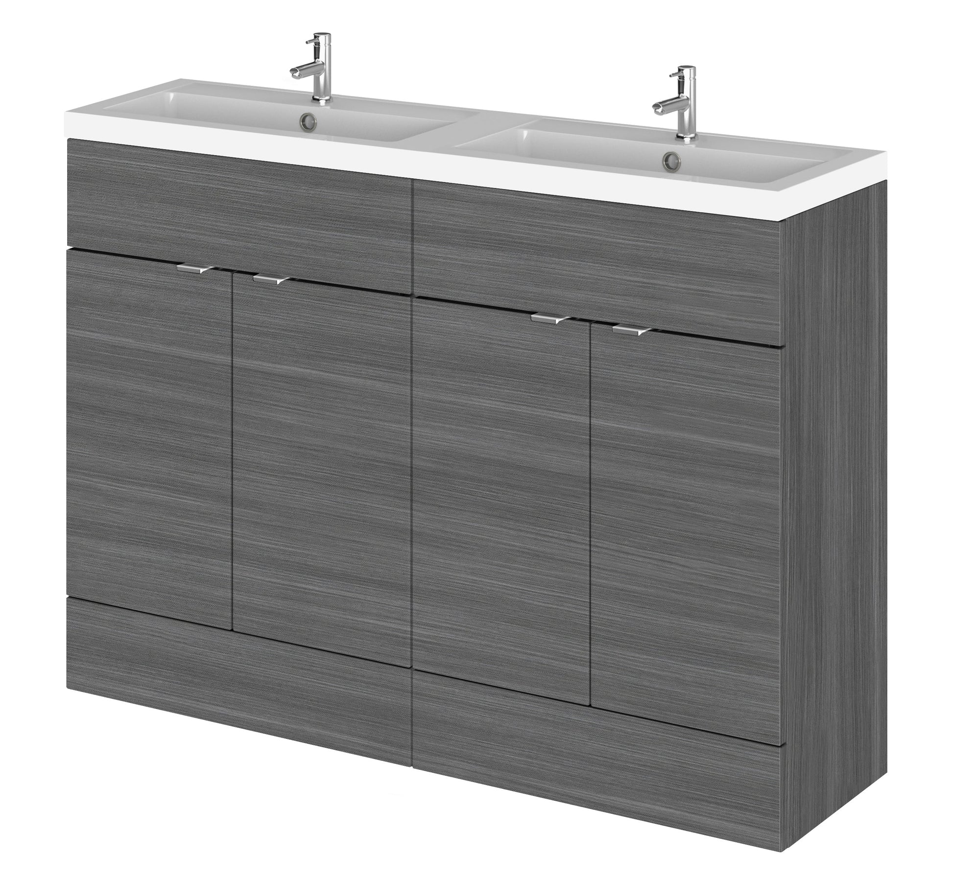 Hudson Reed Fusion 1200mm Floor Standing Vanity Unit with Twin Polymarble Basin