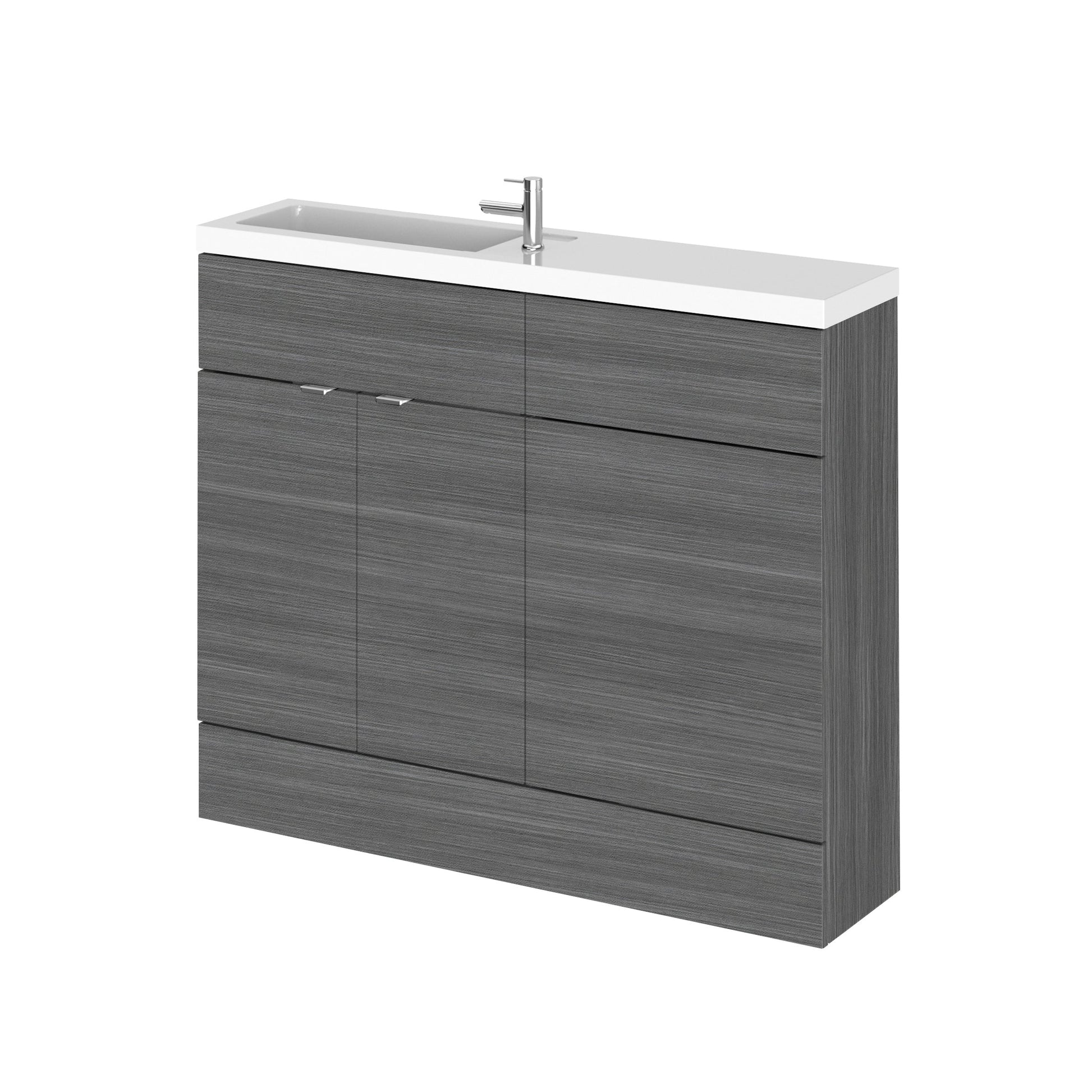 Hudson Reed Fusion 1000mm Anthracite Woodgrain Floor Standing Vanity Unit & Toilet Combination With Handles