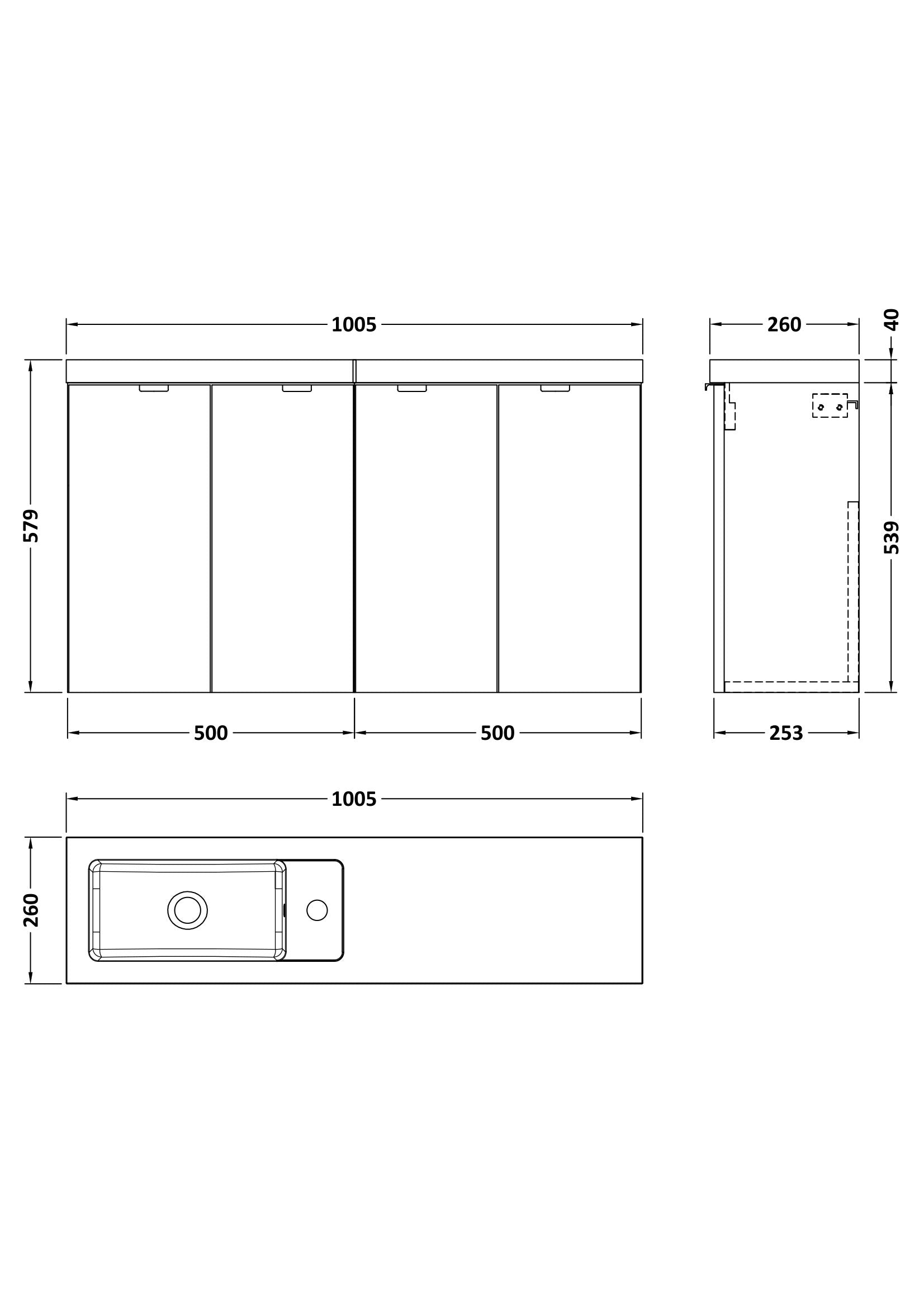 Hudson Reed Fusion 1000mm Anthracite Woodgrain Compact Wall Hung 2 Door Soft Close Vanity Unit & Basin